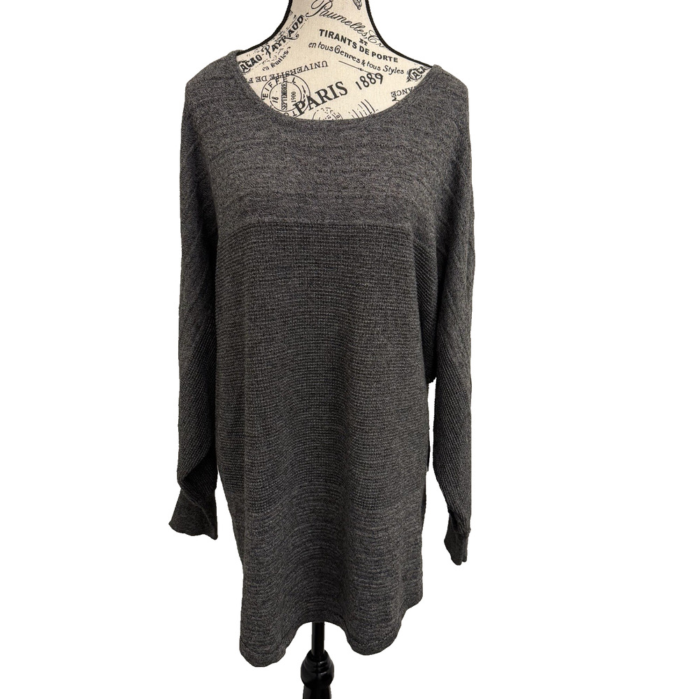 Rafaella Women’s Long Sweater 2XL Gray Drop Shoulder Pullover New With Tags
